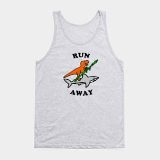 Run Away Raptor with a Rocket Launcher Riding a Shark Tank Top